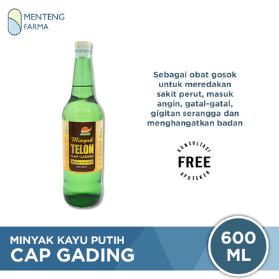 Minyak Kayu Putih Cap Gading Botol 600 mL - Meredakan Hidung Tersumbat, dan Menghangatkan Badan - Menteng Farma