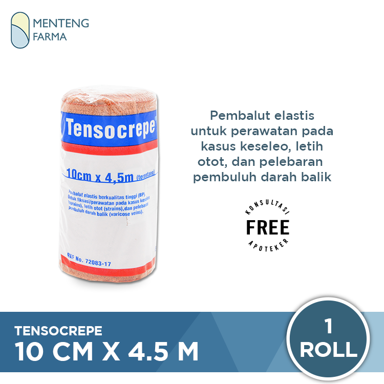 Tensocrepe Perban Elastis 10 CM x 4.5 M - Elastic Bandage Perban Kain Cedera Keseleo - Menteng Farma