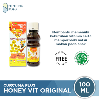 Curcuma Plus Honey Vit Original 100 mL - Madu Multivitamin Anak - Menteng Farma