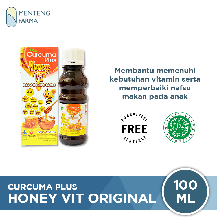 Curcuma Plus Honey Vit Original 100 mL - Madu Multivitamin Anak - Menteng Farma