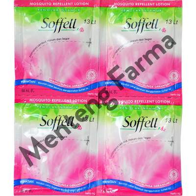 Soffell Lotion Wangi Bunga Geranium Isi 24 Sachet - Lotion Anti Nyamuk - Menteng Farma