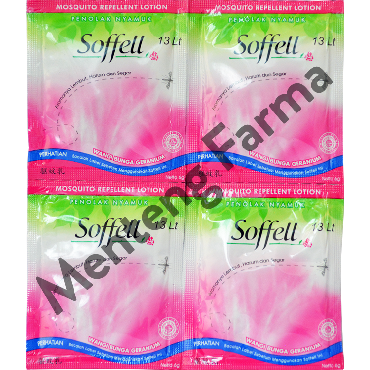 Soffell Lotion Wangi Bunga Geranium Isi 24 Sachet - Lotion Anti Nyamuk - Menteng Farma