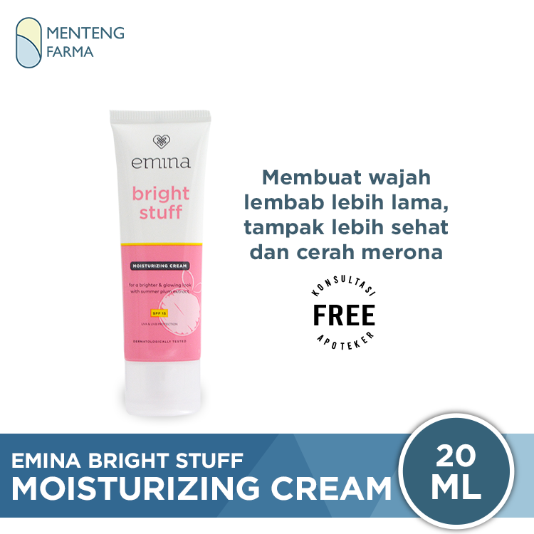 Emina Bright Stuff Moisturizing Cream 20 mL - Krim Pelembap dan Pencerah Kulit Wajah - Menteng Farma