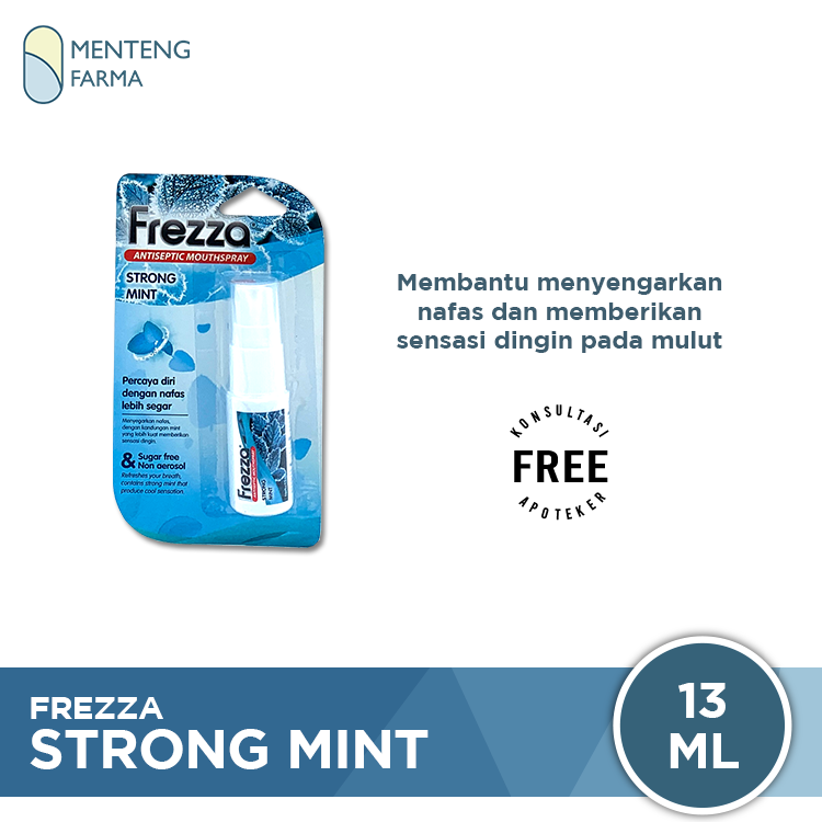 Frezza Antiseptic Mouthspray Strong Mint 13mL - Menyegarkan Nafas dengan Sensasi Dingin - Menteng Farma