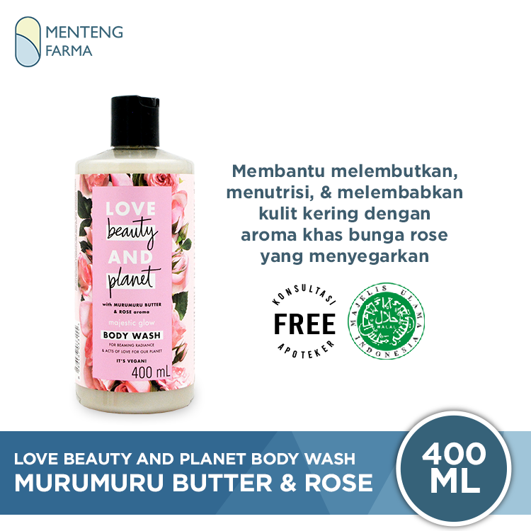 Love Beauty and Planet Body Wash Murumuru Butter & Rose 400 mL - Vegan Soap Untuk Kulit Lembab - Menteng Farma