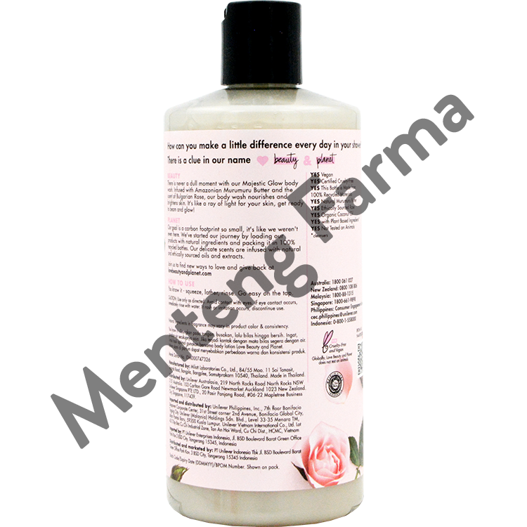 Love Beauty and Planet Body Wash Murumuru Butter & Rose 400 mL - Vegan Soap Untuk Kulit Lembab - Menteng Farma