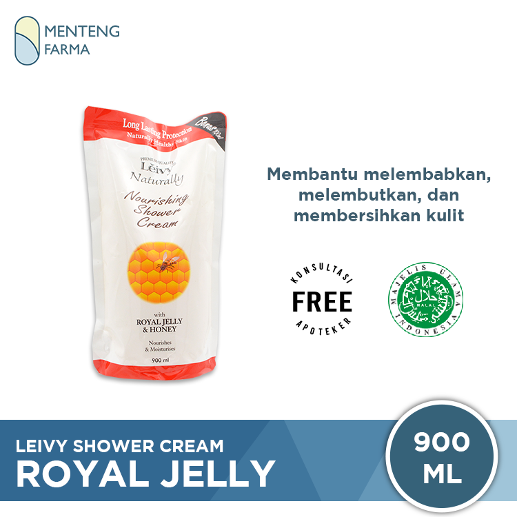 Leivy Shower Cream Royal Jelly and Honey Refill 900 mL - Sabun Mandi Dengan Royal Jelly dan Madu - Menteng Farma