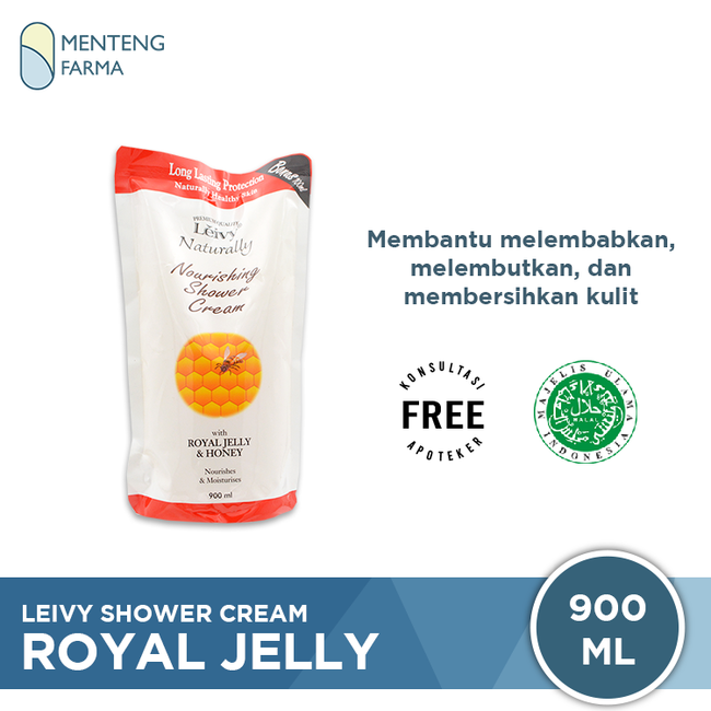 Leivy Shower Cream Royal Jelly and Honey Refill 900 mL - Sabun Mandi Dengan Royal Jelly dan Madu - Menteng Farma