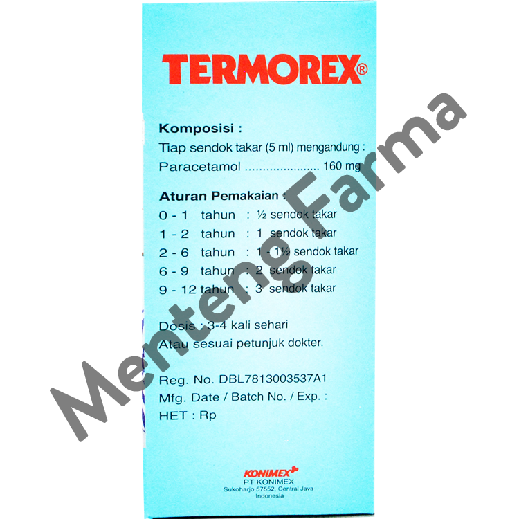 Termorex 60 mL - Penurun Panas dan Pereda Nyeri Untuk Anak - Menteng Farma