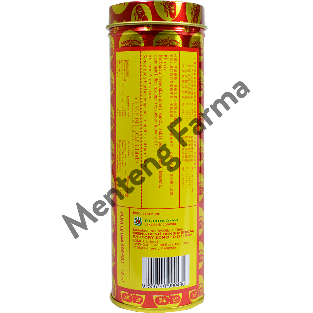 Yu Yee Oil (Cap Limau) 48 ml - Minyak Pereda Nyeri Sendi & Sakit Perut - Menteng Farma