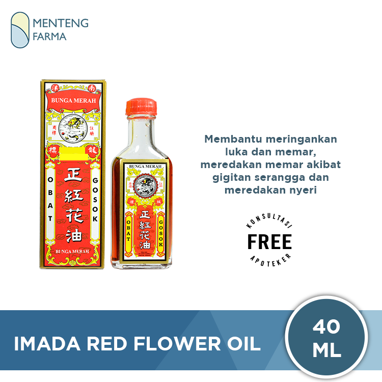 Imada Red Flower Oil (Minyak Obat Bunga Merah - Imada) - Menteng Farma