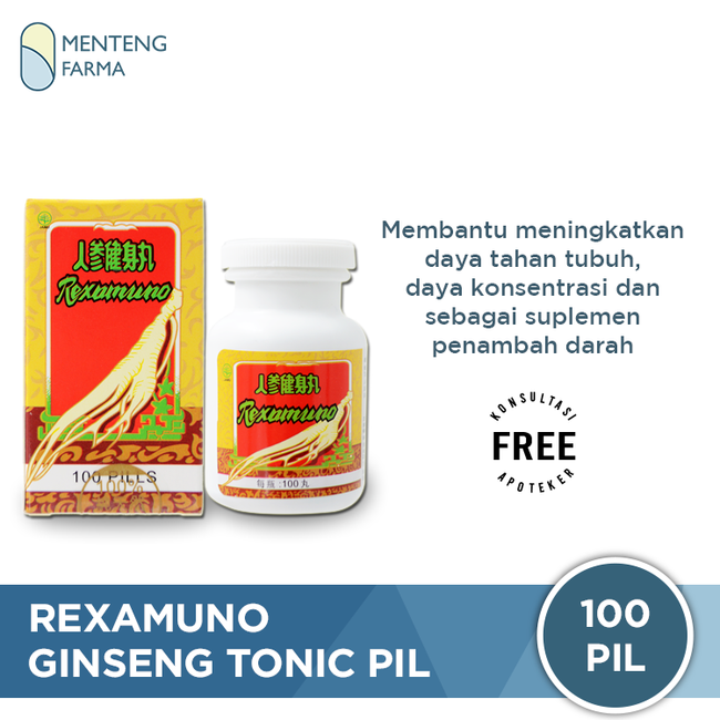 Rexamuno Ginseng Tonic Pill - Penambah Daya Ingat dan Konsenterasi - Menteng Farma
