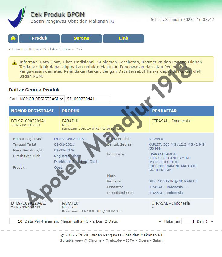 Paraflu 10 Kaplet - Obat Flu dan Batuk - Menteng Farma