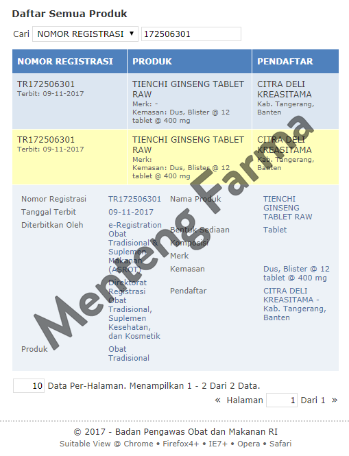 Raw Tienchi Tablets (Saras Subur Abadi) - Menteng Farma