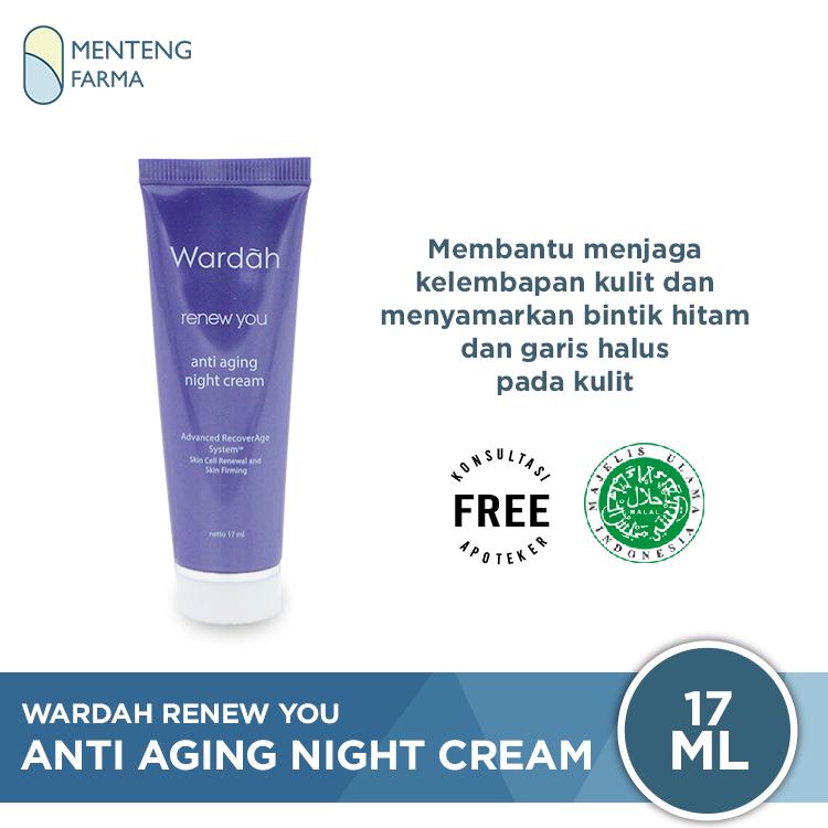 Wardah Renew You Anti Aging Night Cream 17 mL - Pelembab Anti Penuaan - Menteng Farma