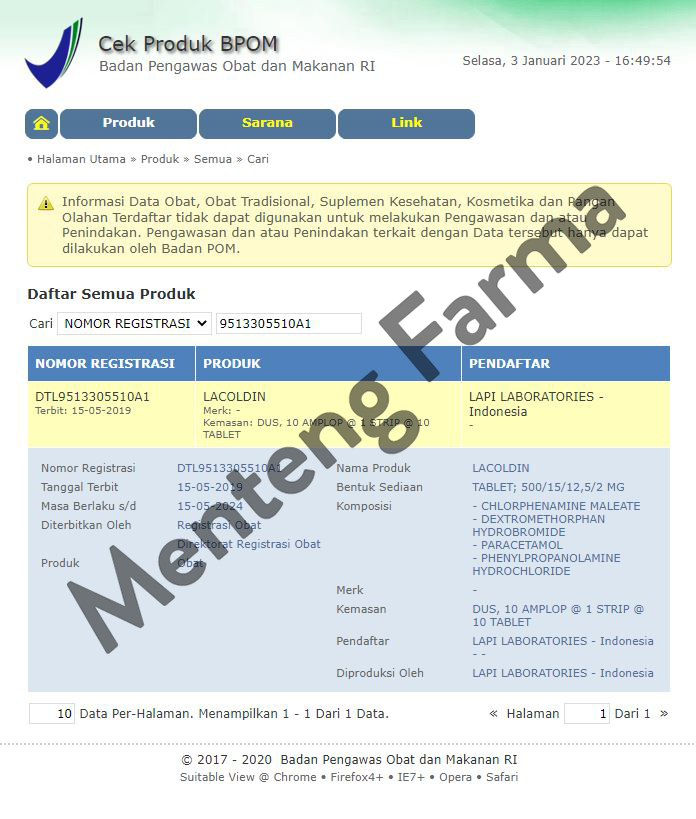 Lacoldin 10 Tablet - Obat Pereda Flu dan Batuk - Menteng Farma