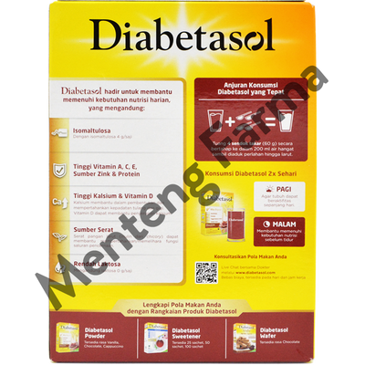 Diabetasol Cokelat 180 Gram - Susu Penambah Nutrisi Khusus Diabetes - Menteng Farma