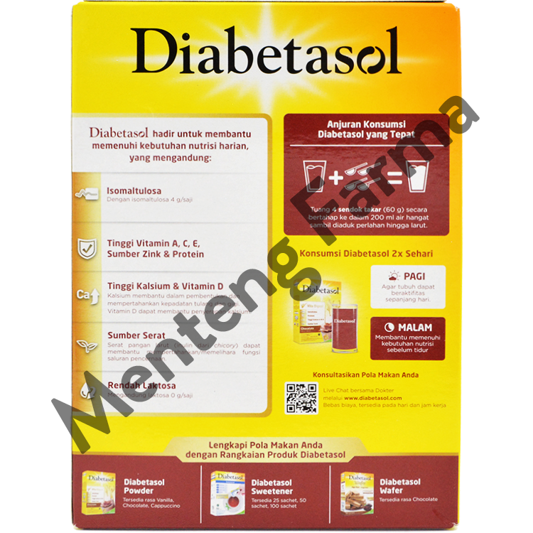Diabetasol Cokelat 180 Gram - Susu Penambah Nutrisi Khusus Diabetes - Menteng Farma