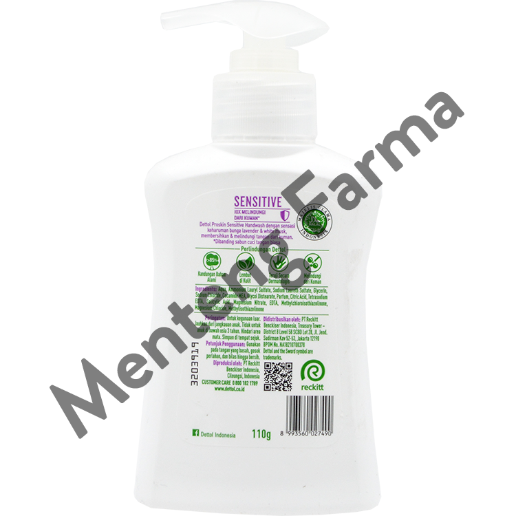Dettol Handwash Sensitive 110 ML - Sabun Cuci Tangan Antibakteri Lembut di Tangan - Menteng Farma