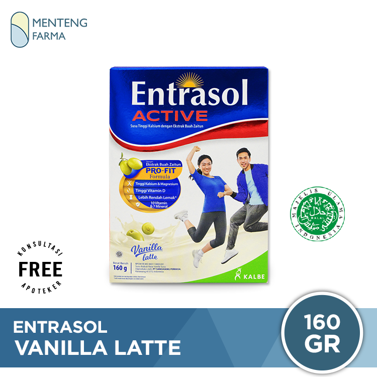Entrasol Active Vanilla Latte 160 Gram - Susu Tinggi Kalsium Dewasa - Menteng Farma