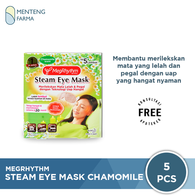 MegRhythm Steam Eye Mask Chamomile Scent 5 Pcs - Masker Mata Dengan Uap Hangat - Menteng Farma