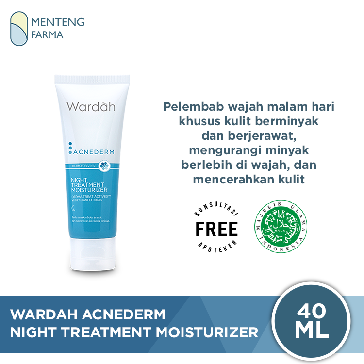 Wardah Acnederm Night Treatment Moisturizer 40 mL - Krim Malam Untuk Wajah Berjerawat - Menteng Farma