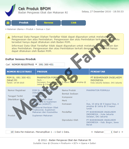 Pharmaton Formula - Suplemen Penambah Energi dan Stamina Tubuh - Menteng Farma