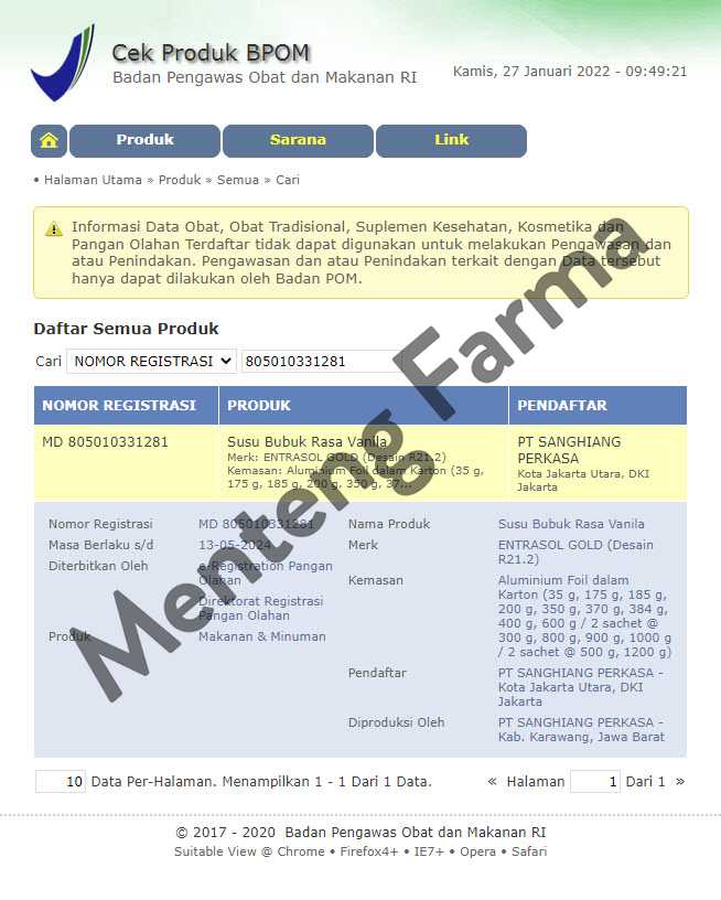 Entrasol Gold Vanilla 600 Gram - Susu Tinggi Kalsium Dewasa dan Lansia - Menteng Farma