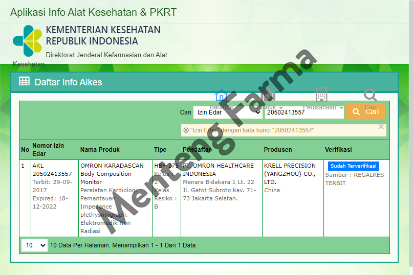 Omron Karada Scan Body Composition Monitor HBF-375 - Alat Pengukur Komposisi Tubuh - Menteng Farma