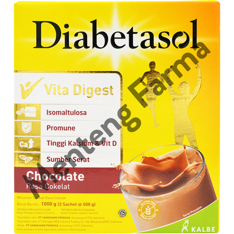 Diabetasol Cokelat 1000 Gram - Susu Penambah Nutrisi Khusus Diabetes - Menteng Farma