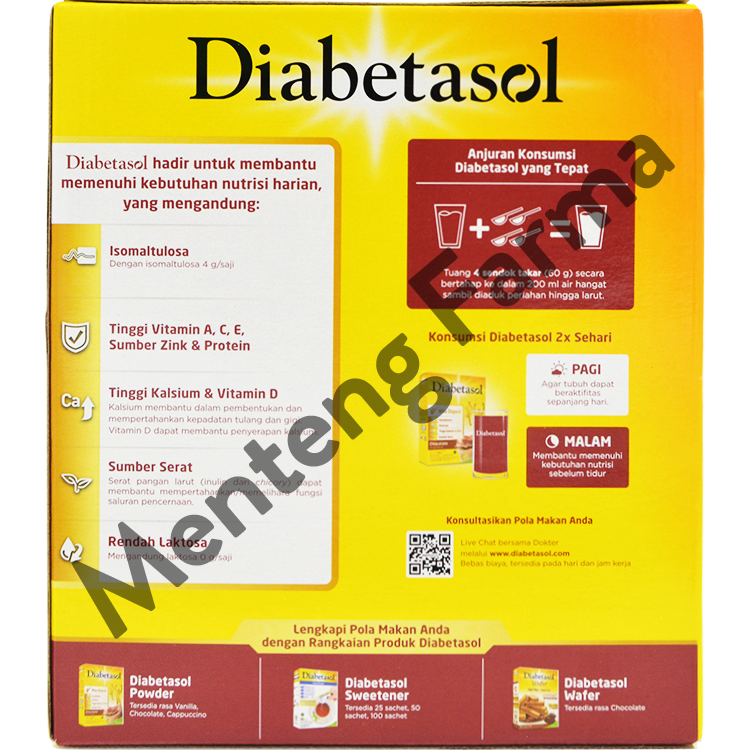 Diabetasol Cokelat 1000 Gram - Susu Penambah Nutrisi Khusus Diabetes - Menteng Farma