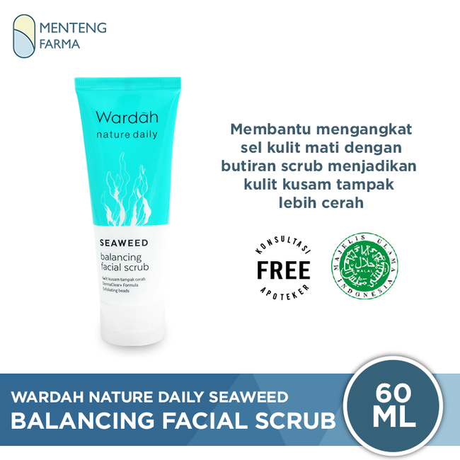 Wardah Nature Daily Seaweed Balancing Facial Scrub 60 ML - Menteng Farma