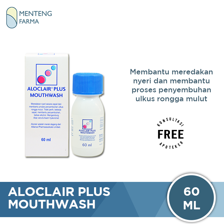 Aloclair Plus Mouthwash 60 mL - Obat Kumur Sariawan dan Luka Mulut - Menteng Farma