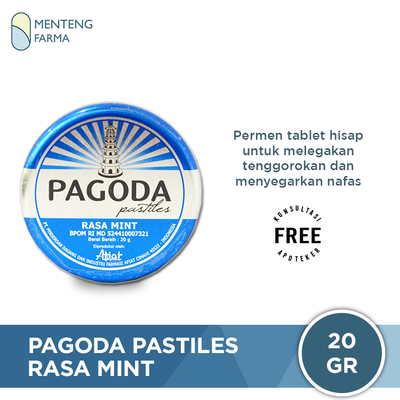 Pagoda Pastiles Rasa Mint 20 Gram - Permen Pelega Tenggorokan - Menteng Farma