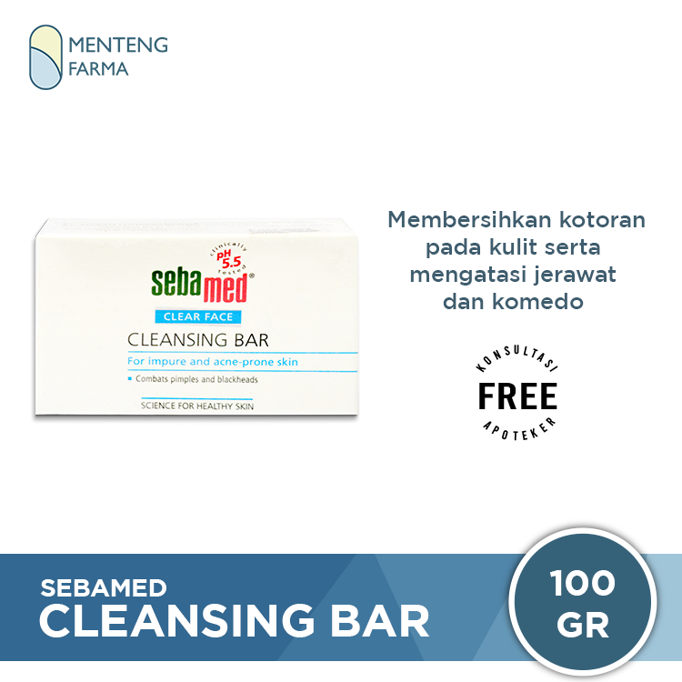 Sebamed Clear Face Cleansing Bar 100 Gram - Pembersih Kulit Wajah Berjerawat dan Komedo - Menteng Farma