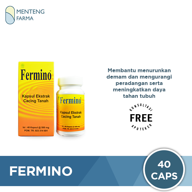 Fermino (Kapsul Ekstrak Cacing Tanah) - 40 Kapsul - Menteng Farma