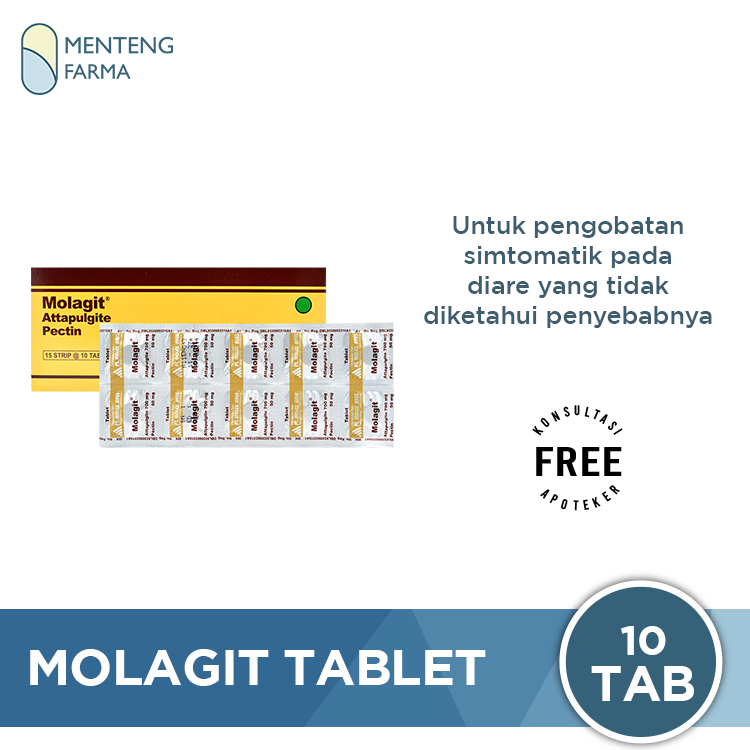 Molagit 10 Tablet - Obat Pereda Diare - Menteng Farma