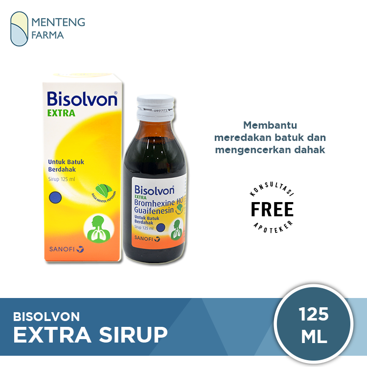 Bisolvon Extra Sirup 125 ML - Pereda Batuk dan Mengencerkan Dahak - Menteng Farma