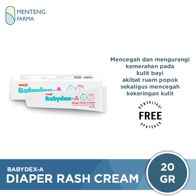 Babydex-A Diaper Rash Cream 20 Gr - Krim Pereda Gatal Ruam Popok - Menteng Farma