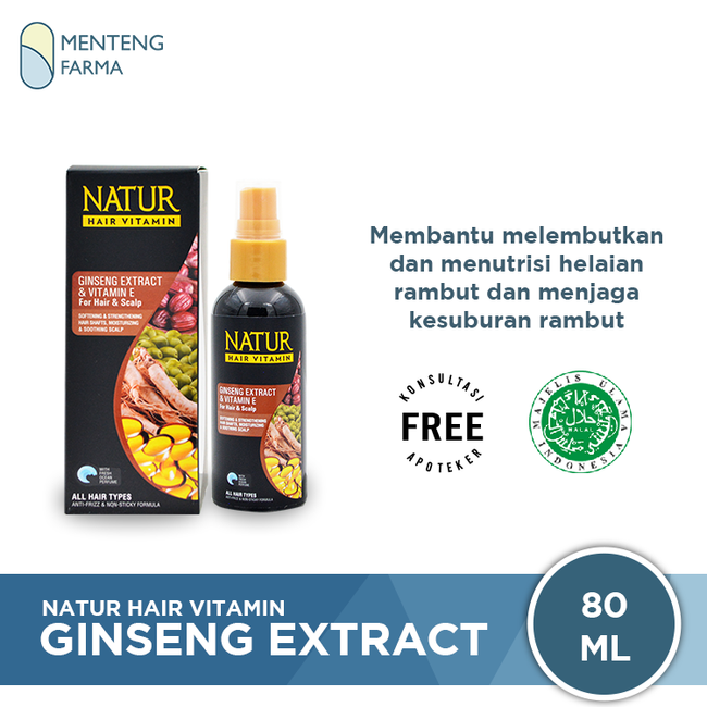 Natur Hair Vitamin Ginseng Extract & Vitamin E 80 ML - Vitamin Semua Jenis Rambut - Menteng Farma