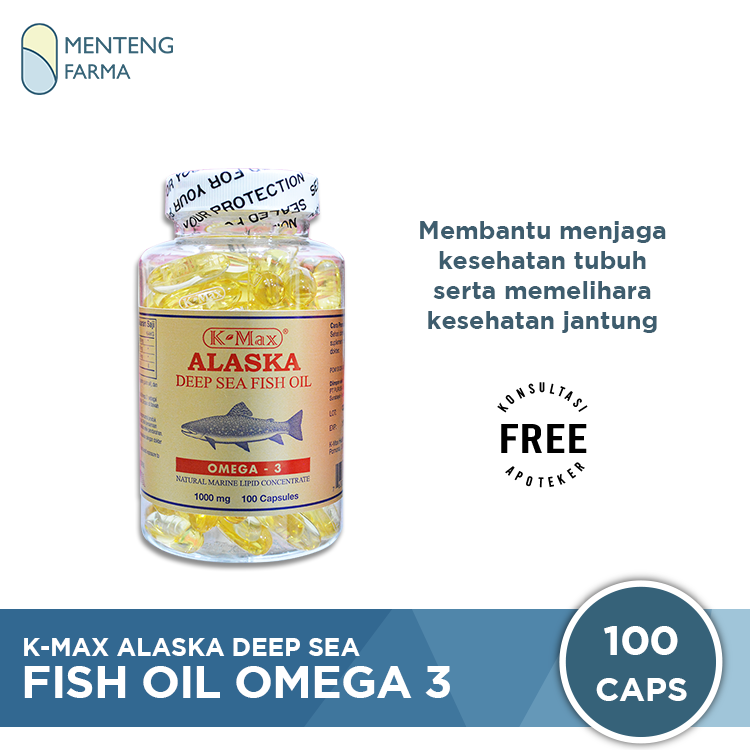 K-max Alaska Deep Sea Fish Liver Oil Omega 3,6,9 (Isi 100) Putih - Menteng Farma