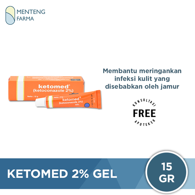 Ketomed 2% Gel 15 Gram - Gel Gatal Kulit Panu Kurap Kudis dan Kutu Air - Menteng Farma