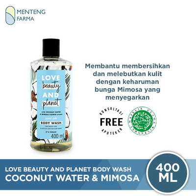 Love Beauty and Planet Body Wash Coconut Water & Mimosa Flower 400 mL - Vegan Soap Kulit Sensitif - Menteng Farma