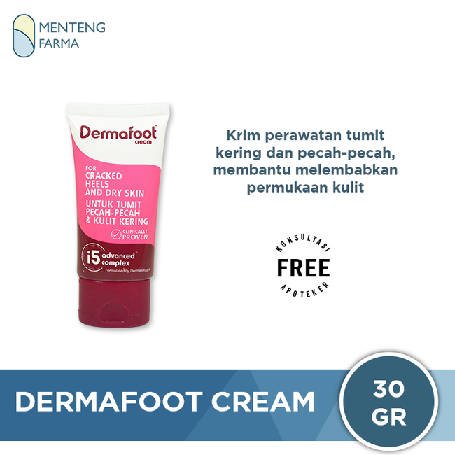 Dermafoot Cream - Krim Perawatan Tumit Kering dan Pecah Pecah - Menteng Farma