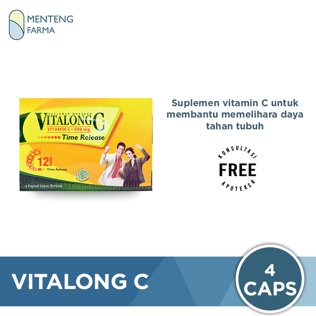 Vitalong C 4 Kapsul - Suplemen Vitamin C Daya Tahan Tubuh - Menteng Farma