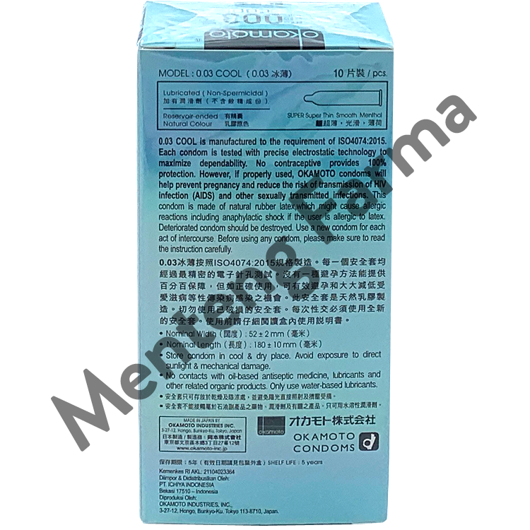 Kondom Okamoto 003 Cool 10 Pcs - Dengan Sensasi Menthol - Menteng Farma
