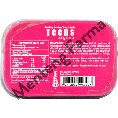 Pagoda Teens Strawberry Vanilla Flavour 20 Gram - Permen Pelega Tenggorokan - Menteng Farma