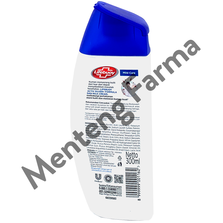 Lifebuoy Sabun Mandi Cair Mild Care 300 ML - Sabun Antibakteri ActivSilver dan Milk Cream - Menteng Farma