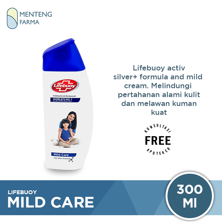 Lifebuoy Sabun Mandi Cair Mild Care 300 ML - Sabun Antibakteri ActivSilver dan Milk Cream - Menteng Farma