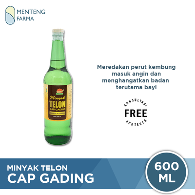 Minyak Telon Cap Gading Botol 600 mL - Meredakan Perut Kembung, Masuk Angin, dan Menghangatkan Badan - Menteng Farma